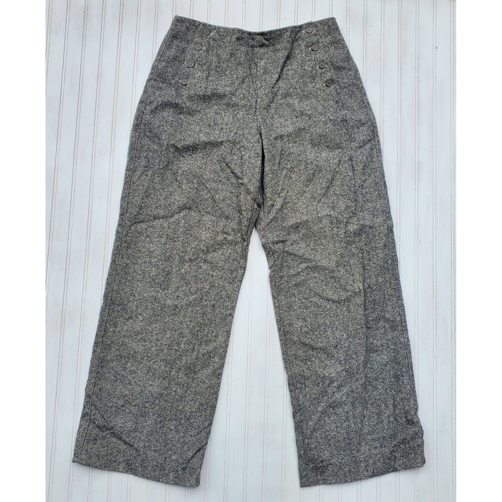 J.Crew Womens Grey Wool Blend Sailor Wide Leg Trousers Size 10 Corpcore Preppy